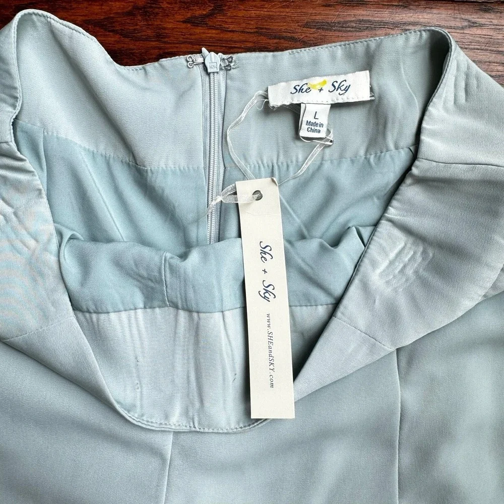 She + Sky Boutique Seafoam‎ Mint High Waist Shorts Back Zip Women's SZ L New